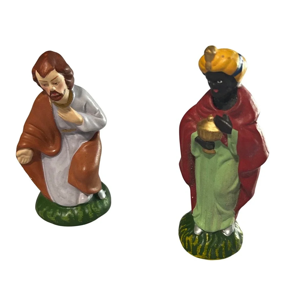 Vintage Chalkware Nativity Scene Figures - Joseph and Wise‎ Man